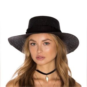 Rag & Bone Laurie Straw Hat Black Size M NWT! $225